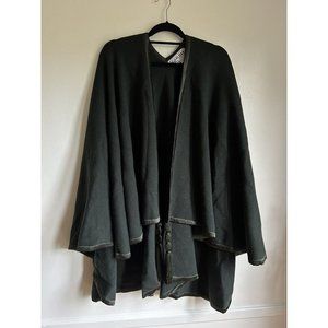 Carlisle 100% Lambswool Cape Blanket Wrap Shawl Tassel Dark Olive Green One Size